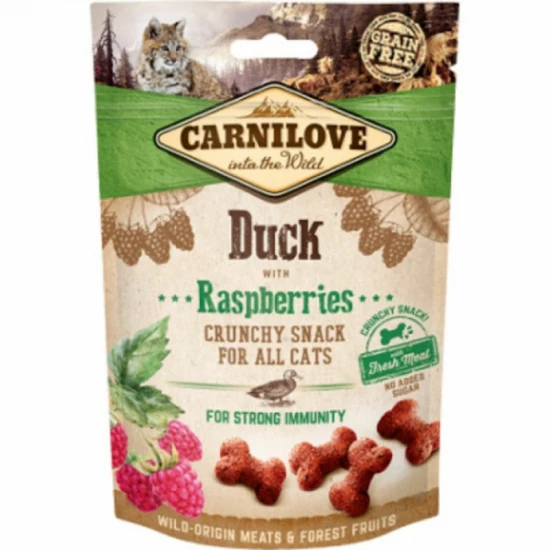Carnilove Cat Jutalomfalat Crunchy Duck&raspberries - Kacsahús málnával 50g