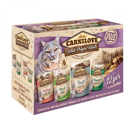 Carnilove Cat alutasak Multipack - pulyka,kacsa,pisztráng, fácán 12x85g