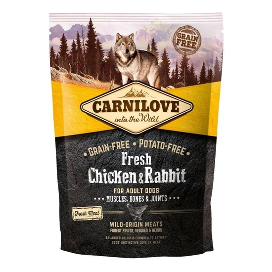 Carnilove Fresh Adult Dog Chicken & Rabbit Muscles, Bones & Joints- Csirke és Nyúl Hússal 1,5kg