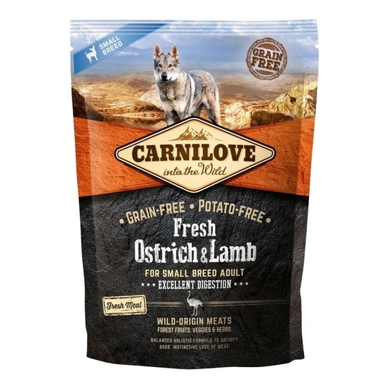 Carnilove Fresh Adult Dog Small Ostrich & Lamb Excellent Digestion- Strucc és Bárány Hússal 1,5kg
