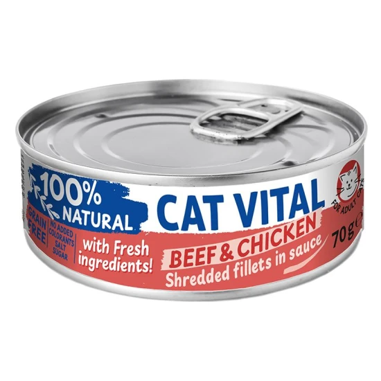 Cat Vital konzerv marha és csirkefilé falatok felnőtt macskáknak szószban 70g