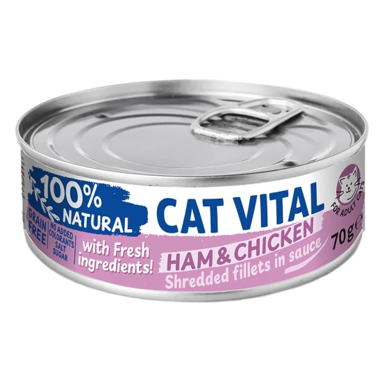 Cat Vital konzerv sonka és csirkefilé falatok felnőtt macskáknak szószban 70g