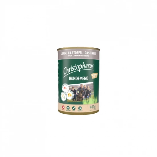 Christopherus Dog konzerv menü Junior bárány, burgonya, paszternák 400g