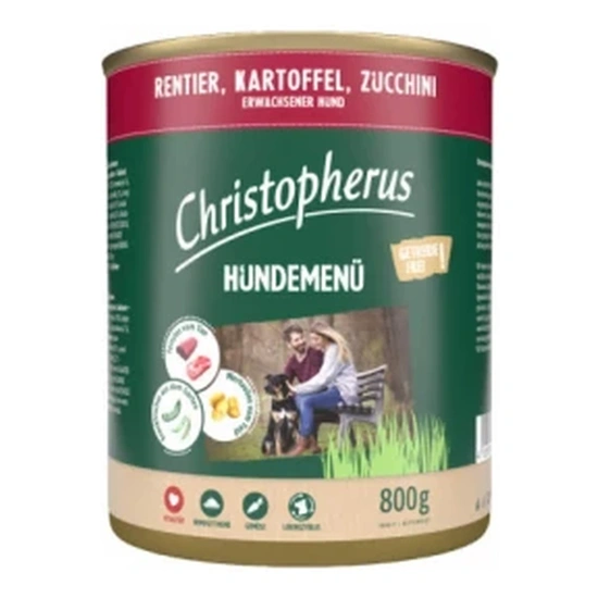 Christopherus Dog konzerv menü rénszarvas, burgonya, cukkini 800g