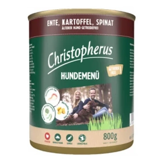Christopherus Dog konzerv menü Senior kacsa, burgonya, spenót 800g