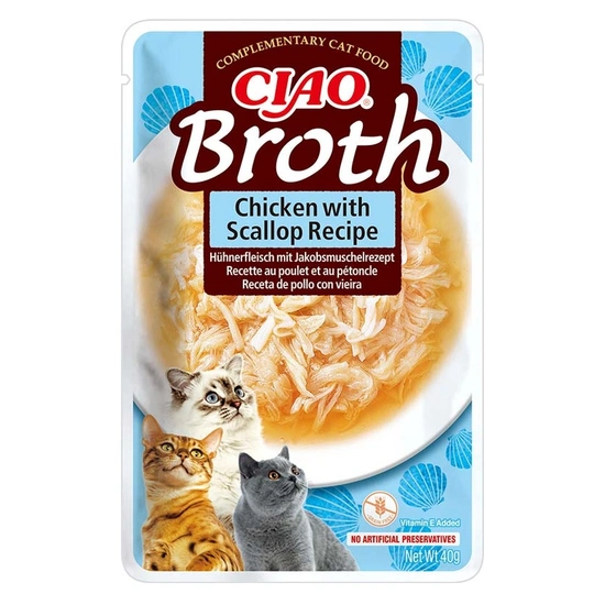 Ciao Broth Macska Húsleves Csirkével és Fésűkagylóval 40g