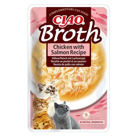 Ciao Broth Macska Húsleves Csirkével és Lazaccal 40g