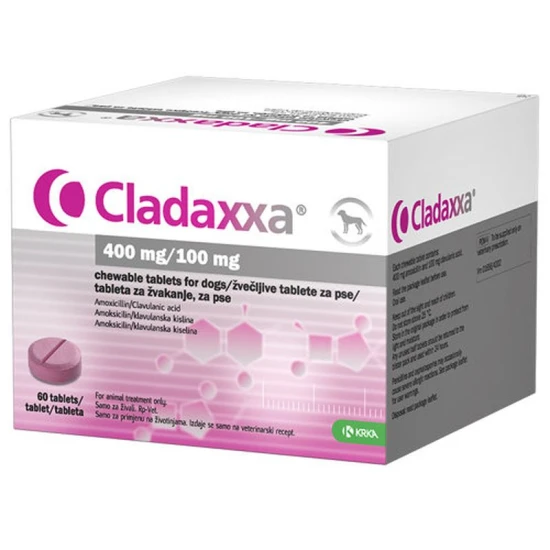 Cladaxxa 400 mg/100 mg rágótabletta kutyák részére A.U.V. 60X