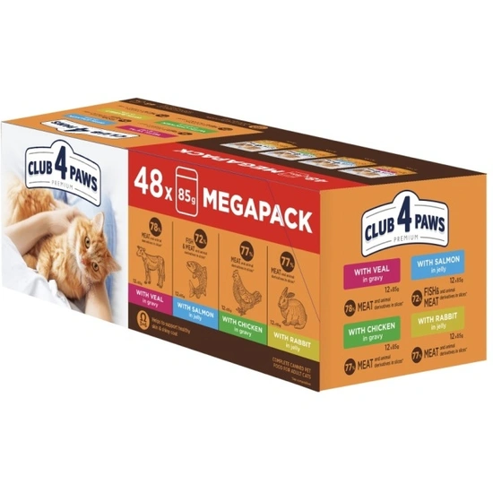 Club 4 Paws Premium Alutasakos Macskaeledel Multipack 48*85g
