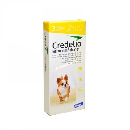 Credelio 56 mg rágótabletta 1,3-2,5 kg közötti kutyáknak 3x