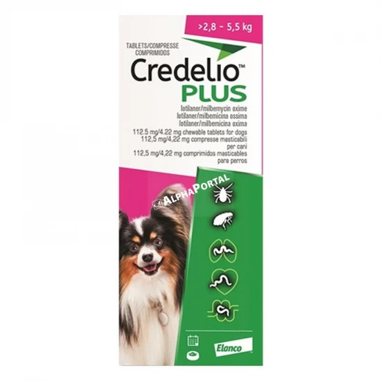 Credelio Plus 112,5 mg/4,22 mg rágótabletta 2,8-5,5 kg közötti kutyáknak x3