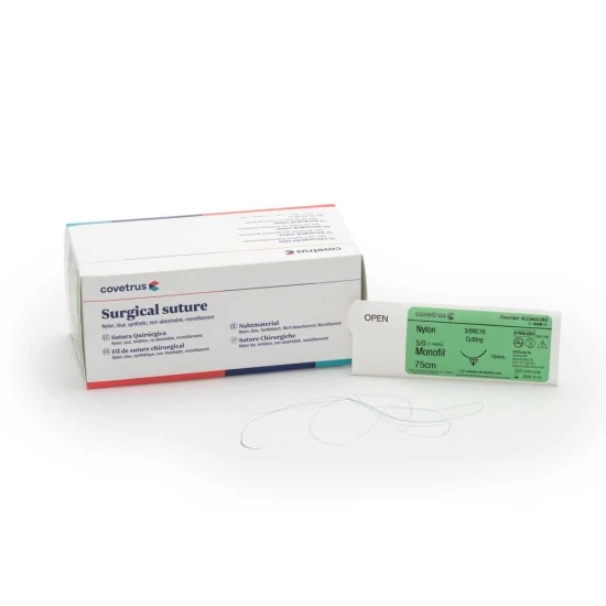 Nylon varrat kék 3/8RC16 metrikus 1 USP 5-0 75cm