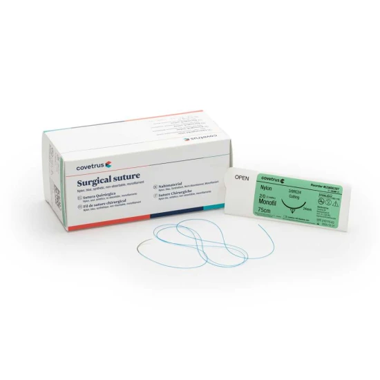 Nylon varrat kék 3/8RC24 metrikus 3 USP 2-0 75cm