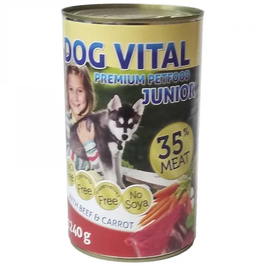 Dog Vital Junior konzerv Beef&carrot 1240g