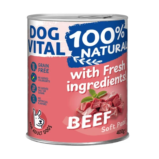 Dog Vital konzerv 100% Natural Soft Paté Beef - marha 400g