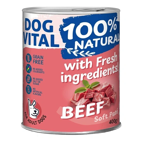 Dog Vital konzerv 100% Natural Soft Paté Beef - marha 400g