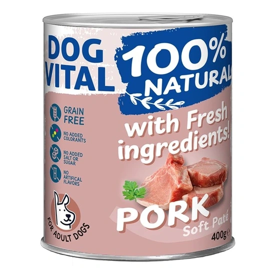 Dog Vital konzerv 100% Natural Soft Paté Pork - sertés 400g