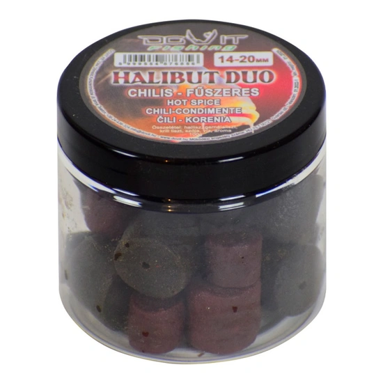 Dovit Halibut Duo (Fúrt Pellet) 14-20mm - Chilis - Fűszeres 100g