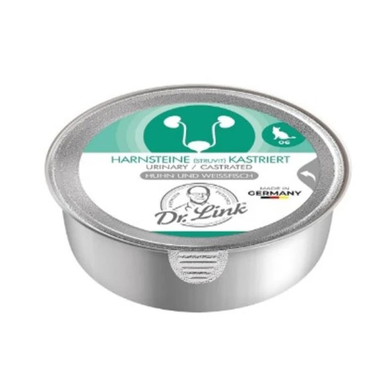 Dr. Link Cat konzerv Special Diet Urinary / Castrated 85g Csirke és Fehérhal