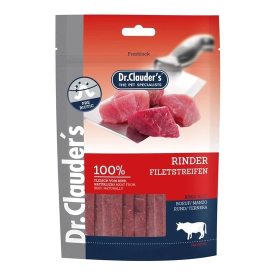 Dr.Clauders Dog Jutalomfalat Premium Marhafilé Csíkok 80g