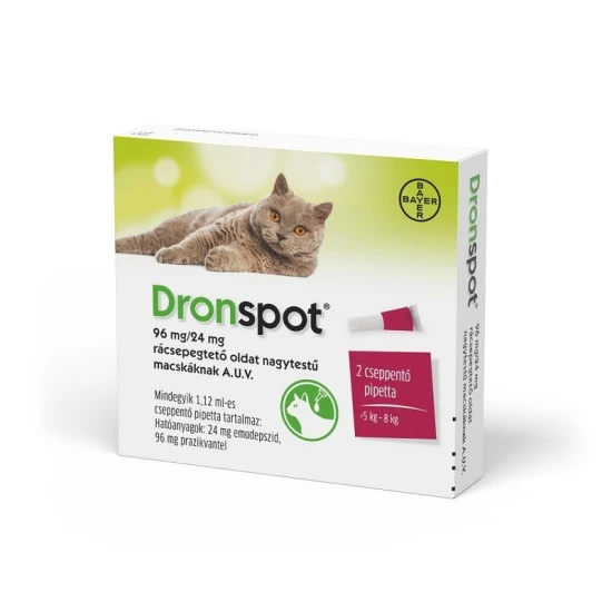 Dronspot 96 mg/24 mg féreghajtó rácsepegtető oldat nagytestű macskáknak 2x