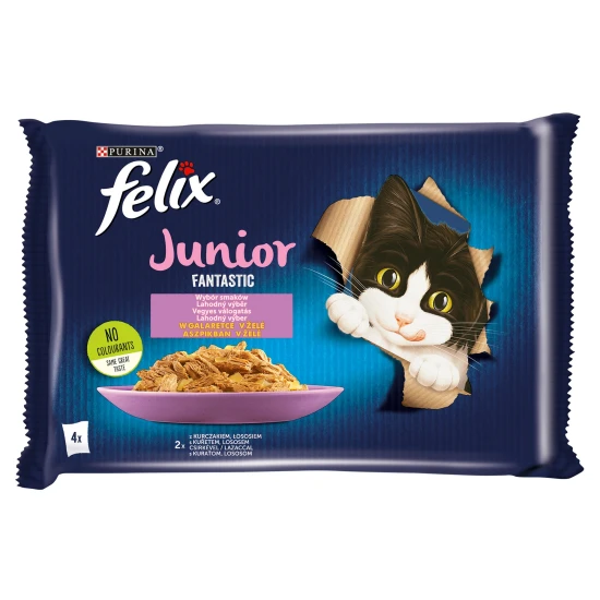 Felix Fantastic alutasak Multipack Junior Csirkével és Lazaccal Aszpikban 4x85g