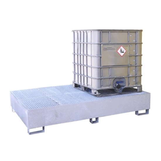 Fém kármentő két IBC konténerhez, horganyzott acél (230 x 150 x 40cm)