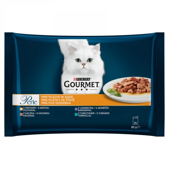 Gourmet Perle Mini filé szószban pulyka/tonhal/kacsa/bárány 4x85g Multipack