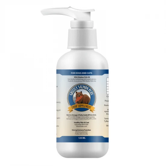 Grizzly Plus Lazac- és Tőkehalolaj 125ml Kistestű Kutyáknak És Macskáknak