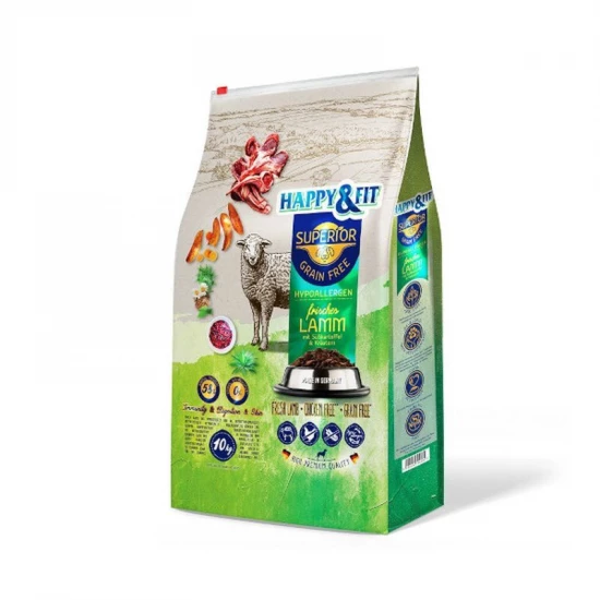 Happy&Fit Superior Hipoallergén, Gabonamentes Bárány, édesburgonyával és gyógynövényekkel 10kg