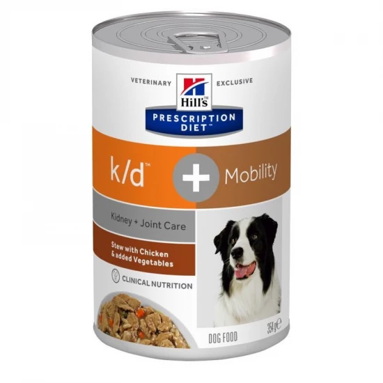 Hills Pescription Diet Canine K/D + Mobility 354 g - krónikus vesebetegség és izületi támogatás