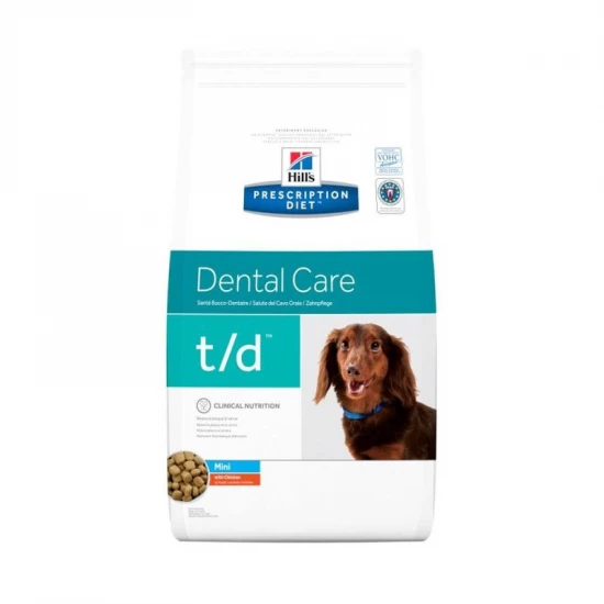 Hills Pescription Diet Canine T/D Mini 3 kg - fogproblémák étredi kezelése: foglepedés, fogkő,