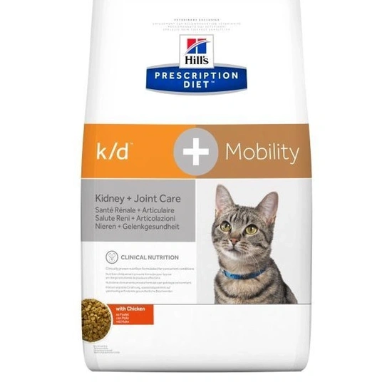 Hills Pescription Diet Feline K/D + Mobility 2 kg - krónikus vesebetegség és izületi támogatás