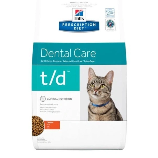 Hills Pescription Diet Feline T/D 5 kg - Fogproblémák: foglepedék, fogkő, fogelszíneződés