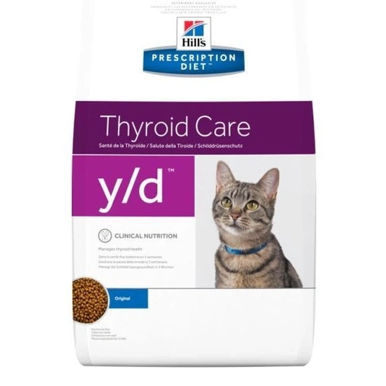 Hills Pescription Diet Feline Y/D 5 kg - pajzsmirigy-problémák, hyperthyreosisos macskák kezelé