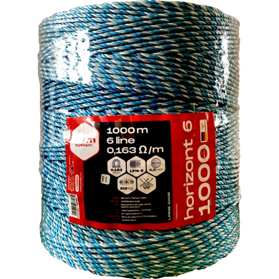 FARMSYSTEM HORIZONT 6 villanypásztor vezeték, 1000m, 4,2mm, 0,163ohm/m, 219 kg, kék-fehér