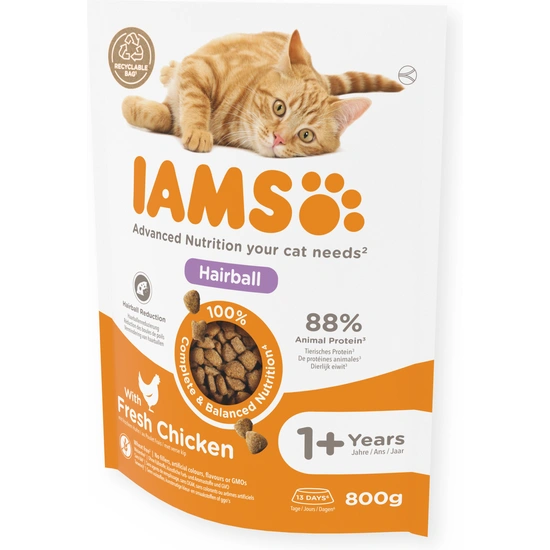 -Iams Cat Adult Hairball Control csirke 800gr