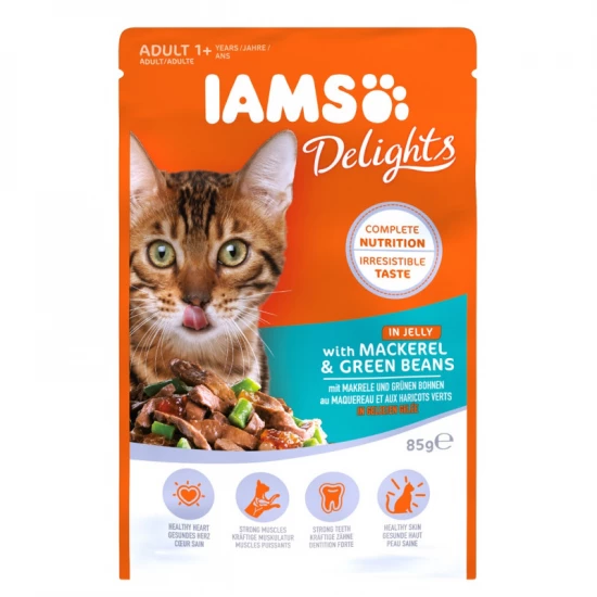 Iams Cat Delights Makréla és zöldbab falatok, zamatos aszpikban 85g