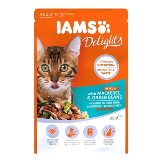 Iams Cat Delights Makréla és zöldbab falatok, zamatos aszpikban 85g
