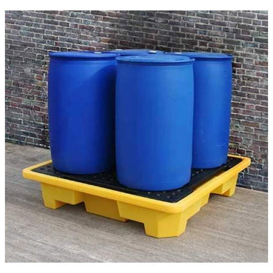 Jonesco műanyag kármentő 4 hordó részére alacsony fekete, rakásolható, 249L (146 x 146 x 30,5 cm)