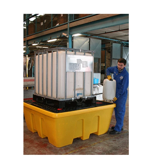 Jonesco műanyag kármentő IBC konténerhez, sárga, rakásolható (168 x 168 x 70 cm)