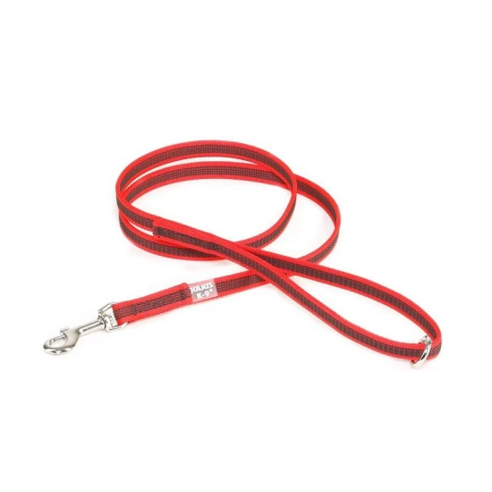 Julius K9 C&G Gumis póráz piros-szürke 14mm/1,2m fogóval és O gyűrűvel