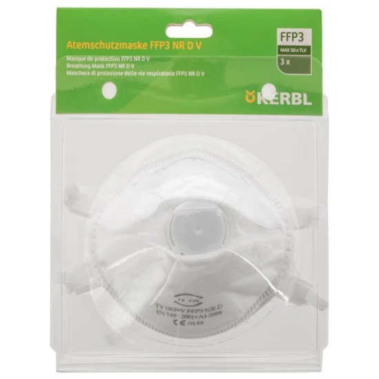 KERBL FFP3-as maszk, szeleppel, 3 db/cs