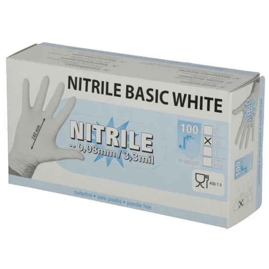 KERBL Kesztyű Eh Nitrile Púdermentes 240 Mm L 100 Db fehér