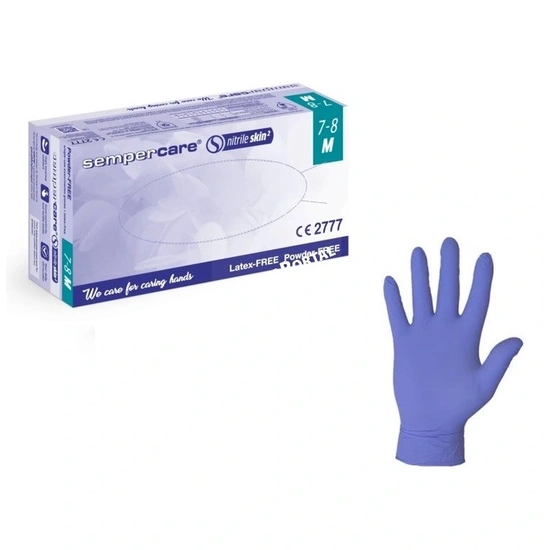 Kesztyű Eh Nitril lila, púdermentes SEMPERCARE - M 200x
