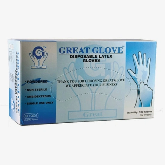 Kesztyű Latex Ns M Púderezett VGlove Fehér 100x