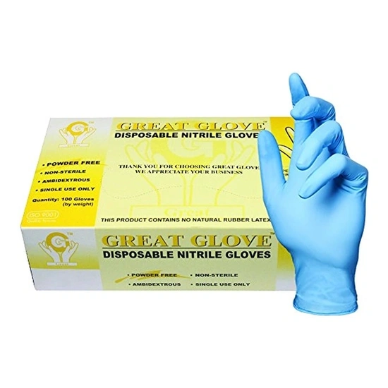 Kesztyű Nitril L Púdermentes Top Glove Kék 100x