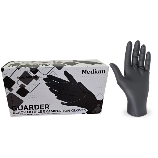 Kesztyű Eh Nitril púdermentes XL-es méret fekete 3,6g Guarder 100 db