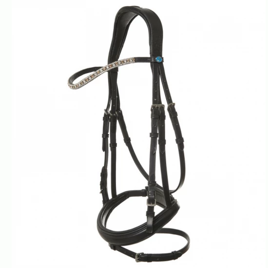Kieffer Sally kantár, fehér/világoskék kövekkel, cob