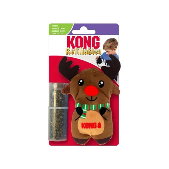 KONG Holiday Macskamentával Tölthető Rénszarvas Macskajáték
